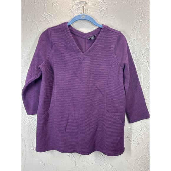 J.Jill Wearever Collection Purple V Neck Knit Pullover Womens Top Shirt Size XS - Picture 1 of 4